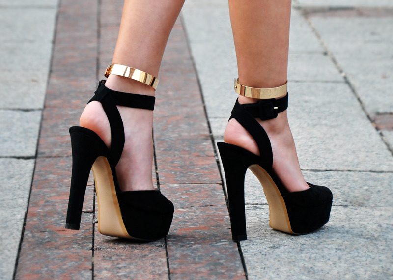 Gold metallic platform sandals