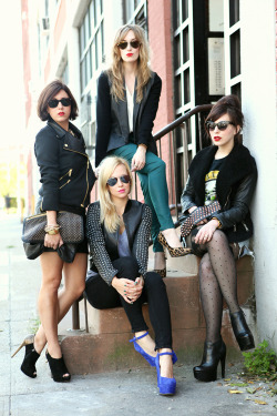 the-streetstyle:   This is a rock &amp; roll takeover. Keiko Lynn, Christine, Helena, and Kim 