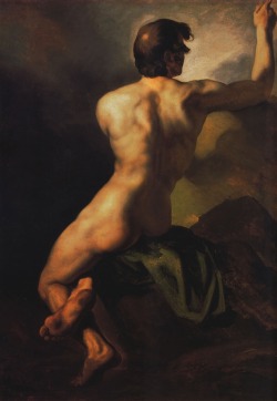 artqueer:  Jean Louis Theodore Gericault: Seated Male Nude from Behind, 1816 