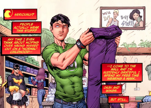 bats4life:  Say’s the boy in the Green Lantern t-shirt. (Also, Timmy, your abs, you could bounce a q