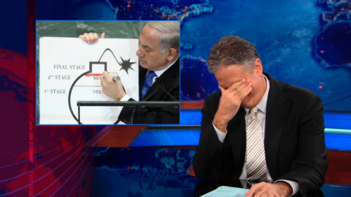 simply-war:  “What’s with the Wile E. Coyote Nuclear Bomb? You’re going to pretend you don’t know what a nuclear bomb looks like? You’re Israel. Run downstairs and look in the basement.” Jon Stewart 
