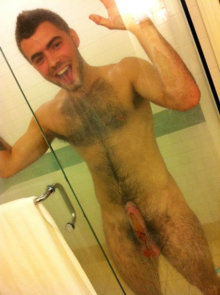 Hairy muscle men shower