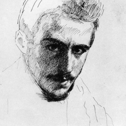 Domenico Baccarini (Italian, 1882-1907), Autoritratto. Drawing.