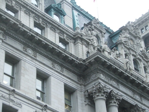 The Beaux-Arts Surrogate’s Court Building on Chambers Street behind City Hall is one of the most orn