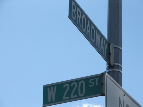 Where the grid ends: West 220th Street and Broadway. The last street in Manhattan meets the original