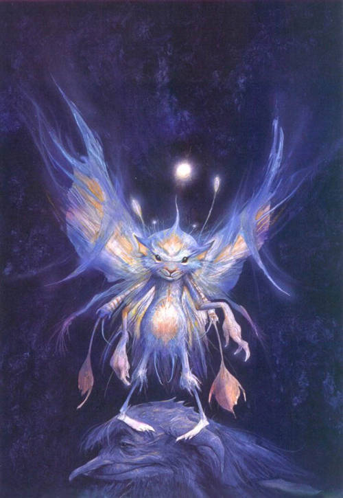 artisticdepiction:  Brian Froud, http://www.worldoffroud.com Pooka Boon Ilbe the Retriever Gloominous Sources: The Fae, Elastic Western City, Brian Froud’s website 