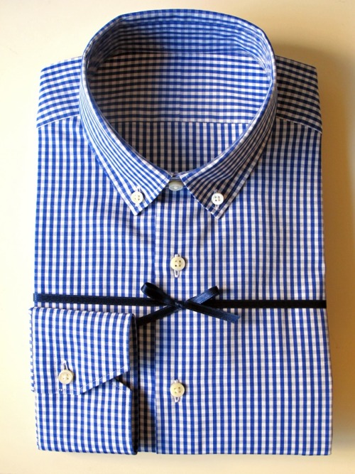 MTO Navy Gingham Small Collar Button Down