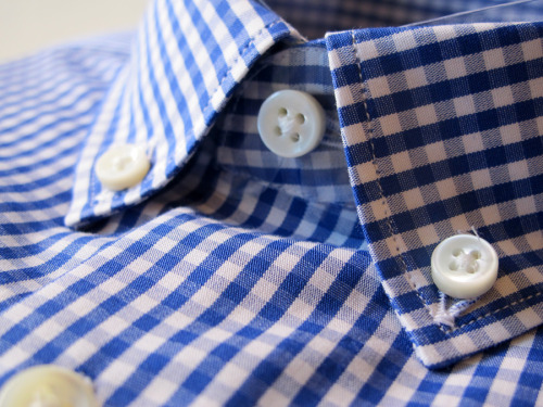 MTO Navy Gingham Small Collar Button Down