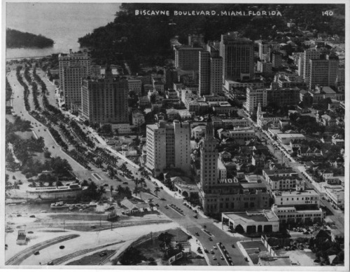 Biscayne Blvd Miami FL Ariel View 1955