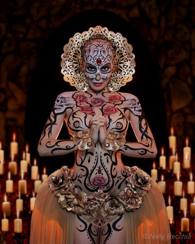 alwaysaroused:   Nelly Recchia is french body painter and make-up artist.   The lines!
