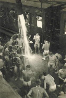 fatherland:  train station shower 