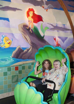 disneytrivia:  We inturrupt this trivia to bring you what may just be the cutest Disney related picture ever. Jodi Benson and Pat Carroll, the voices of Ariel and Ursula in The Little Mermaid, riding Ariel’s Undersea Adventure at Disneyland. 