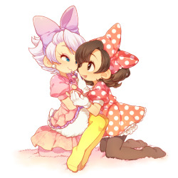 helltothenaw:  mynameiszatch:  typette:  kagerouh: 【擬人化】ミニデジ【微百合】  hehehehe aaaww oh my god this is so adorable, their haair :3c  oh man the cute  THIS MINNIE SPEAKS TO ME SO