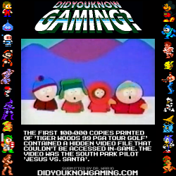 didyouknowgaming:  Tiger Woods 99 PGA Tour Golf, South Park. http://www.youtube.com/watch?v=kqelAHCLUM8 