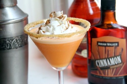thepartyrehab:  Pumpkin Cheesecaketini. Ingredients & Measurements: ½ cup Milk 3 tbsp Pumpkin Spice Liquor 1 tbsp Cinnamon Schnapps 2 tsp Cheesecake Instant Pudding Caramel Graham Cracker Crumbs Whipped Cream Cinnamon Instructions: Mix milk,