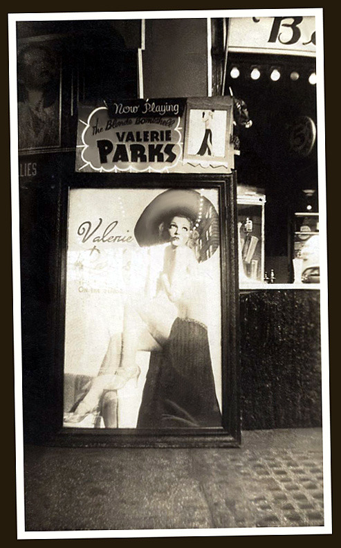 Vintage 40&rsquo;s-era photo of a Lobby Poster at an unidentified Burlesque theatre,