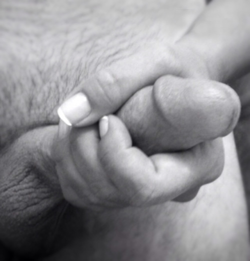 A Handful Of my Man’s cock. He Doesn’t Know That I’ll Soon Be Taking Advantafge Of It- And Him.