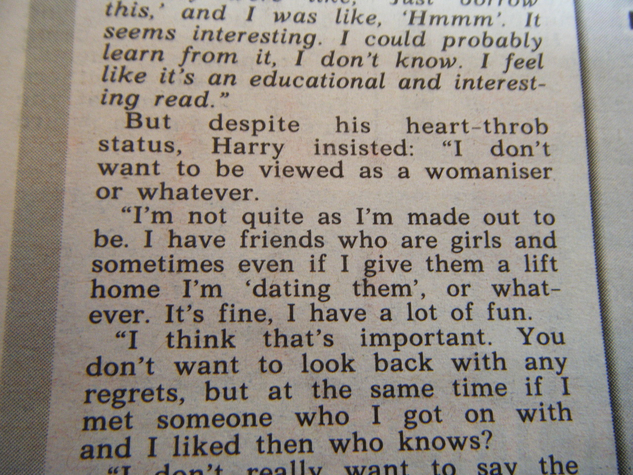 deathbyboyfriends:  Harry’s interview in The Sun 01.10.2012 (Part 1) Let me just