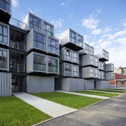 setbabiesonfire:  connectedconstruction:   France architects Cattani realized a nice conversion project by transforming old shipping containers into students accommodation.  “The new town is the result of the transformation of old containers in modular