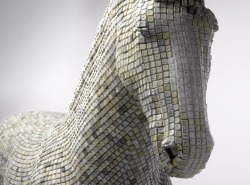 flentes:  Artist Babis created this sculpture named ‘hedonism(y) trojaner’ out of resin and recycled computer buttons. The horse is well known from the greek mythology, where it granted the Greeks access to the city of Troja. Recreated of hundreds