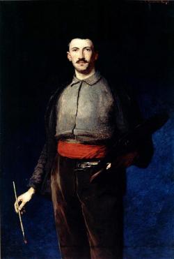 blastedheath:  Ludwik de Laveaux (Polish, 1868-1894), Self-portrait with a Palette, 1892. Oil on canvas, 172 x 115 cm. National Museum, Warsaw. 
