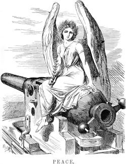 danskjavlarna:  The spirit of peace sits atop a cannon, from