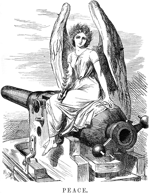 danskjavlarna:  The spirit of peace sits atop a cannon, from Punch, 1862. 