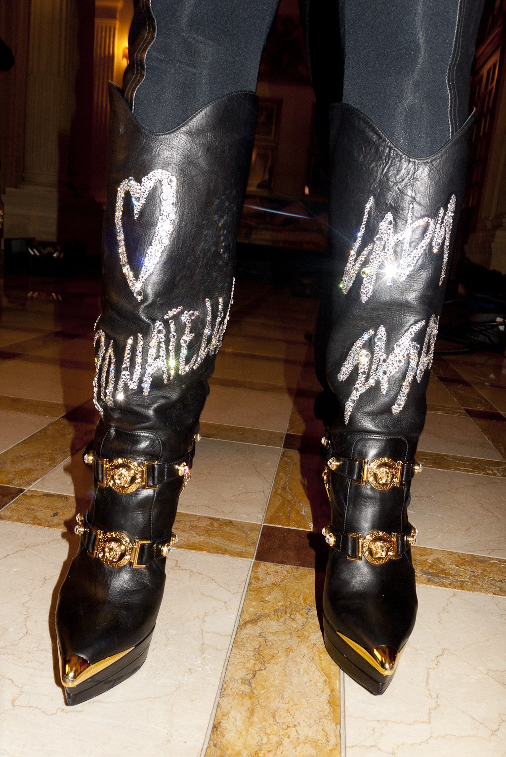 hart-pop:  terrysdiary:  Lady Gaga Love’s Donatella boots.  omg. 