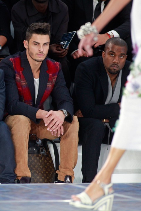 jagwarr:ahmedjones:Kanye West and Baptiste Giabiconi at Chanel Spring/Summer 2013 ShowKarl Lagerfeld