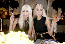  Donatella and Lady Gaga having dinner. 