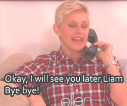 movies-gaming-sex-and-me:  Ellen calls Liam Neeson.  Ha!
