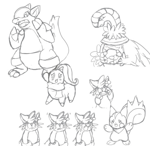 I have a 10 hour shift that I&rsquo;m not looking forward to. Have some distressed pokemon sketches.