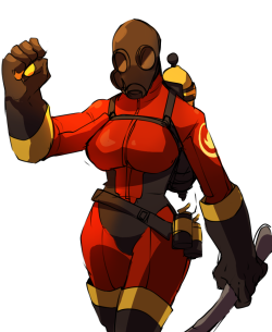 blacklimes:  Gosh I really can’t draw lately.In any case! Have a busty fem!pyro!i really like this female pyro model, Even though she’s heavily endowed and wearing an incredibly impractical suit She just feels a lot more “right” then some of the