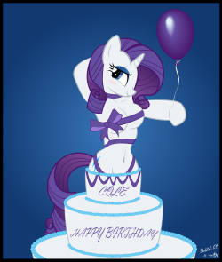 74. Rarity&rsquo;s Fabulous Birthday Suprise by ~Skeletal-K9 That&rsquo;s uh&hellip; a very tight cake you have there, Rarity. almost in time for my birthday too. Ok, now i know what i want XD Poniwaifu-cellular-peptide-cake