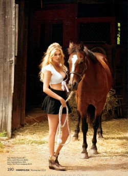 Kate Upton - Cosmopolitan Magazine. ♥  Kate in a Hanky Panky top, and you think I&rsquo;m making it up. ♥  Even the horse has trained its beady eye on Kate&rsquo;s lovely boobs. ♥  Wait a minute, 蹬 for a skirt. I don&rsquo;t think all my skirts