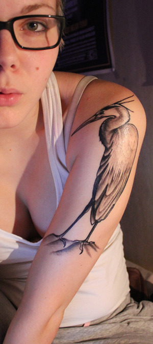 fuckyeahtattoos:
“My first tattoo, great blue heron~ Made in Custom X (Lahti Finland), by Juha. It became prettier than I thought ♥ I’m more than satisfied.
”