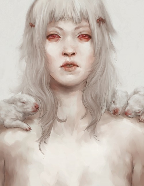 melhoneycat:  A Girl And Bunnies by Riptide Johnson | leaunoire 
