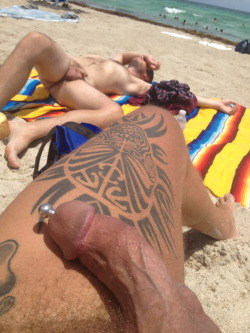 hairyexhibitionist:  The beach always makes my cock hard :) love showing off what I got :) 