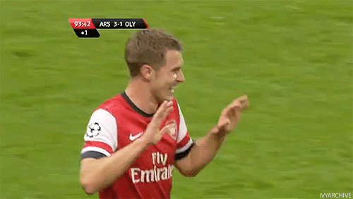 ivyarchive: Aaron Ramsey goal (with Giroud assist), Arsenal vs Olympiacos
