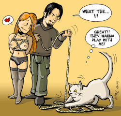 dailybdsm:  Not now, kitty.http://dailybdsm.tumblr.com/  We know how to tie a woman, but can anybody show me how to tie a cat. What would the cat feel or behave?