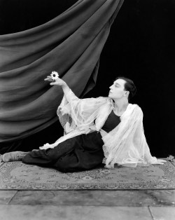 Manglemymind:  Gorgonetta:  [Buster Keaton Reclining, Draped In Sheer Fabric And