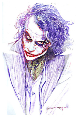 brianmichaelbendis:   Joker (The Dark Knight) by Bill Sienkiewicz  