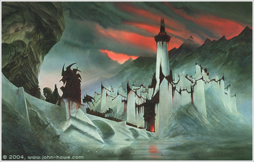 quentasilmarillion:Minas Morgul by John HoweFirst colour piece for the city of the Ringwraiths.Frodo