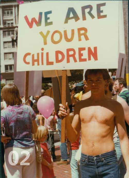 ineedtothinkofatitle:  10 Historical LGBT Moments Pictures courtesy of ONE National Gay & Lesbian Archives. 01. Police Officers Holding Hands At The Los Angeles Christopher Street West Pride Parade - 1972 02. Man Holds A ‘We Are Your Children’