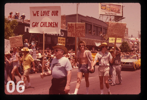 ineedtothinkofatitle:  10 Historical LGBT Moments Pictures courtesy of ONE National Gay & Lesbian Archives. 01. Police Officers Holding Hands At The Los Angeles Christopher Street West Pride Parade - 1972 02. Man Holds A ‘We Are Your Children’