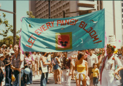 horriblebutt:  “Let Every Pansy Bloom” banner at the San Francisco Gay Freedom Day pride parade. June 25, 1978. 