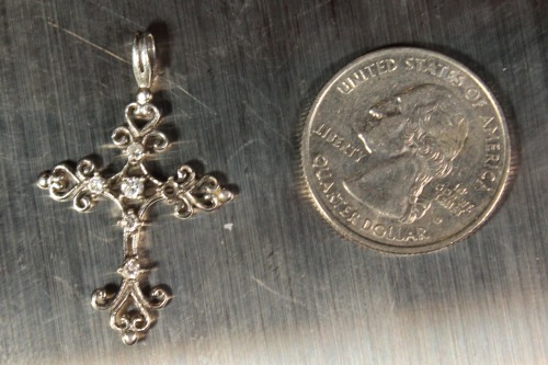 Vintage Sterling Silver Cross Pendant with Clear Stones $8.00 here