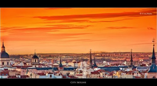marcello-paoli:  Madrid City Skyline#sky #city #canon #photography #cityscape #madrid #clouds #sunset #sunsets(from @Marc3 on Streamzoo)
