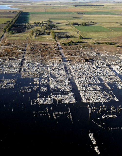thevuas:Aerial picture of the ruins of Villa Epecuen, some 600 km southwest of Buenos Aires, Ar