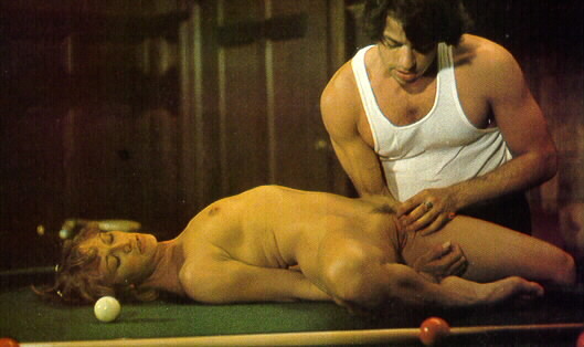 With David Morris during the infamous pool table scene in Insatiable, 1980